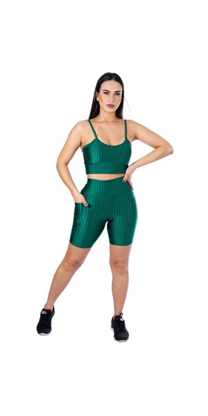 Conjunto Shorts 3D com Bolso + Top Alça Jade - Moda LLevo | Moda Fitness