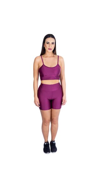 Conjunto Shorts 3D + Top Alça Marsala - Moda LLevo | Moda Fitness