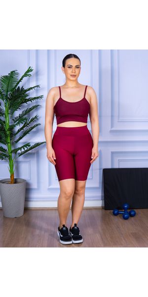 Conjunto Bermuda e Top Alça Bordo - Moda LLevo | Moda Fitness