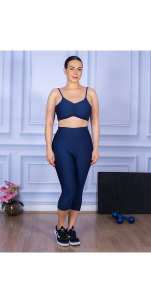 Conjunto Corsário e Top Alça Costa Aberta Azul Marinho - Moda LLevo | Moda Fitness