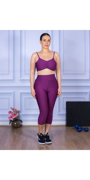 Conjunto Corsário e Top Alça Costa Aberta ROXO - Moda LLevo | Moda Fitness