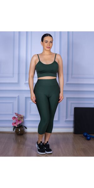 Conjunto Corsário e Top Alça Verde Militar - Moda LLevo | Moda Fitness