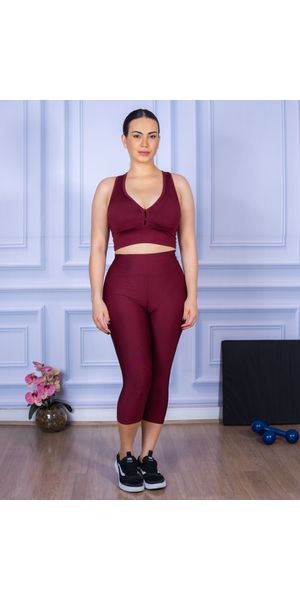 Conjunto Corsário e Top Nadador Suplex Bordo - Moda LLevo | Moda Fitness