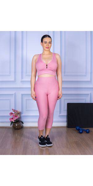 Conjunto Corsário e Top Nadador Suplex Rosa - Moda LLevo | Moda Fitness