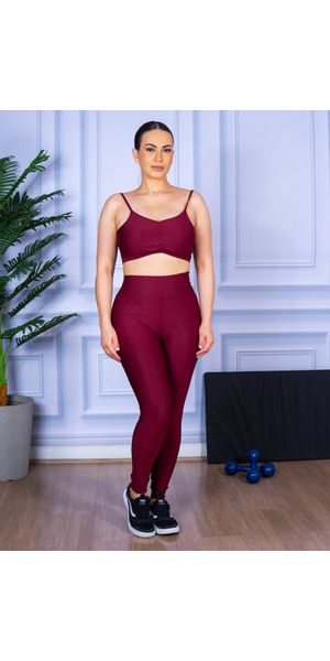 Conjunto Calça Legguing e Top Alça Costa Aberta Bordo - Moda LLevo | Moda Fitness