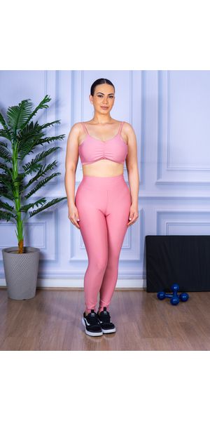 Conjunto Calça Legguing e Top Alça Costa Aberta Rosa - Moda LLevo | Moda Fitness