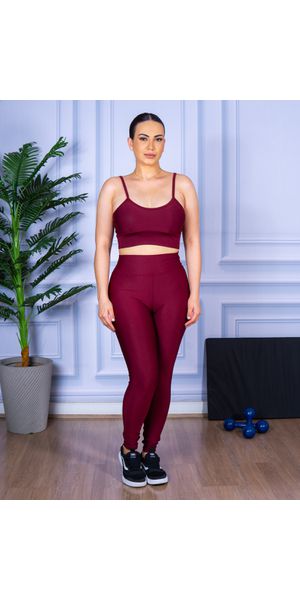 Conjunto Calça Legguing e Top Alça Bordo - Moda LLevo | Moda Fitness
