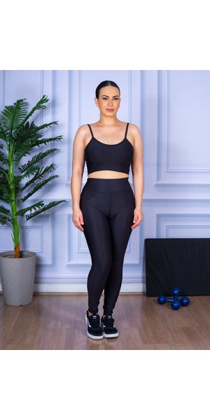 Conjunto Calça Legguing e Top Alça Preto - Moda LLevo | Moda Fitness