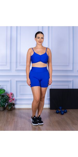 Conjunto Shorts e Top Alça Costa Aberta Suplex Azul Marinho Copia - Moda LLevo | Moda Fitness