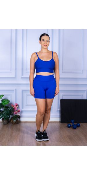 Conjunto Shorts e Top Alça Suplex Azul Royal - Moda LLevo | Moda Fitness