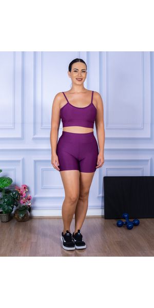 Conjunto Shorts e Top Alça Suplex Roxo - Moda LLevo | Moda Fitness