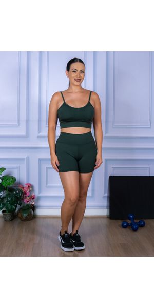 Conjunto Shorts e Top Alça Suplex Verde Militar - Moda LLevo | Moda Fitness