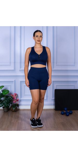 Conjunto Shorts e Top Nadador Suplex Azul Marinho - Moda LLevo | Moda Fitness