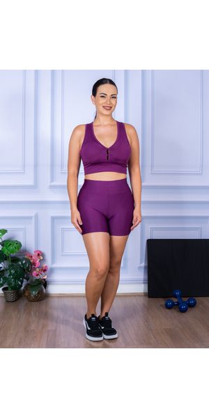 Conjunto Shorts e Top Nadador Suplex Roxo - Moda LLevo | Moda Fitness