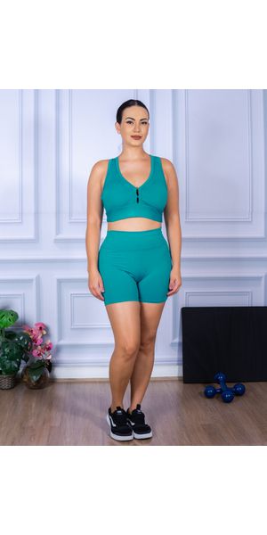 Conjunto Shorts e Top Nadador Suplex Verde Piscina - Moda LLevo | Moda Fitness