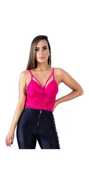 Top Cropped Renda Rosa Pink - Moda LLevo | Moda Fitness