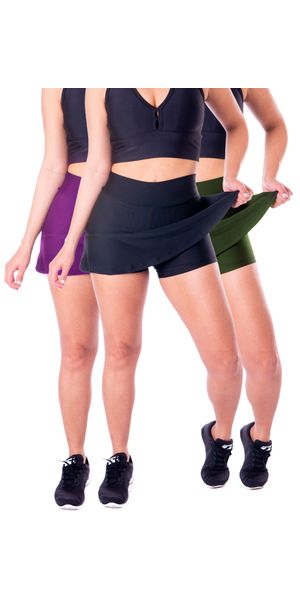 KIT 3 Shorts Saia Suplex Liso - Moda LLevo | Moda Fitness