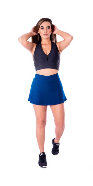 Short Saia Suplex Liso Azul Marinho - Moda LLevo | Moda Fitness