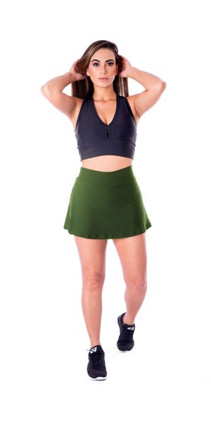 Short Saia Suplex Liso Verde Militar - Moda LLevo | Moda Fitness