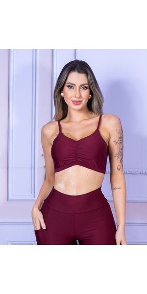Top Alça Com Bojo Costa Aberta Suplex Bordo - Moda LLevo | Moda Fitness