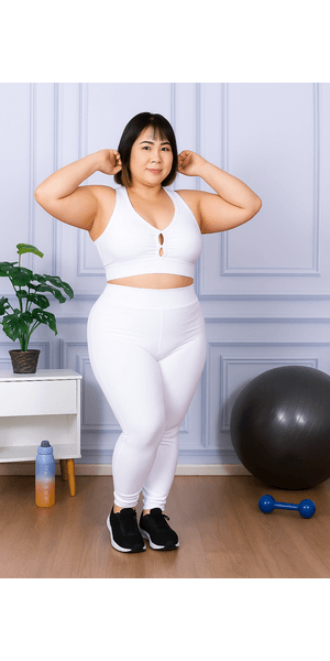Calça Legging Feminina Plus Size Branco - Moda LLevo | Moda Fitness