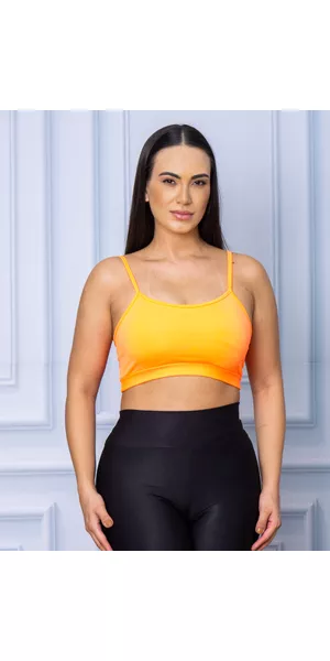 Top Alcinha com Bojo Removível Laranja - Moda LLevo | Moda Fitness