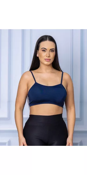 Top Alcinha com Bojo Removível Azul Marinho - Moda LLevo | Moda Fitness