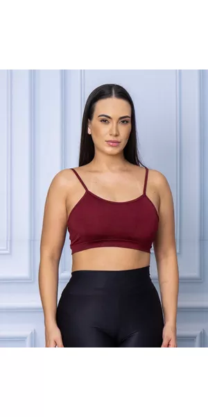Top Alcinha com Bojo Removível Bordo - Moda LLevo | Moda Fitness
