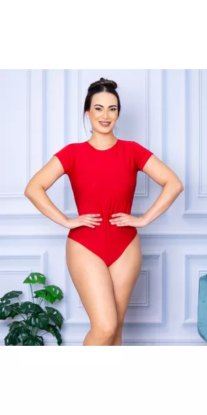 Body Feminino Manga Curta Vermelho - Moda LLevo | Moda Fitness