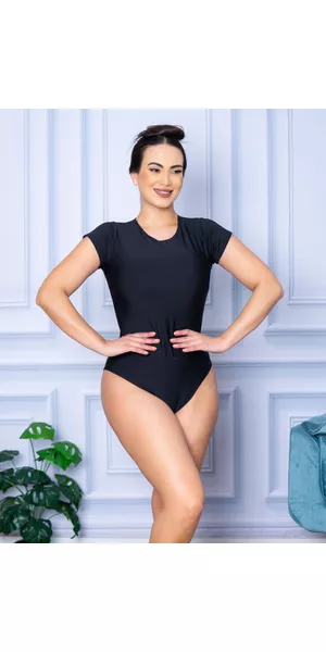 Body Feminino Manga Curta Preto - Moda LLevo | Moda Fitness