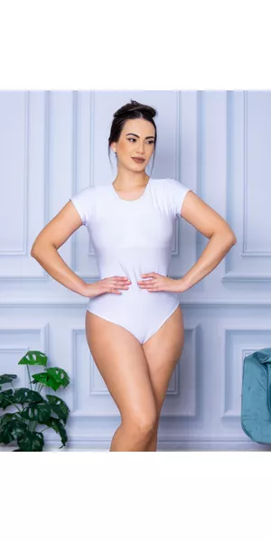 Body Feminino Manga Curta Branco - Moda LLevo | Moda Fitness