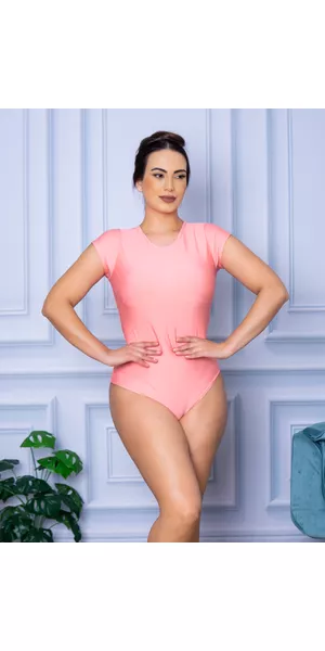 Body Feminino Manga Curta Rosa - Moda LLevo | Moda Fitness