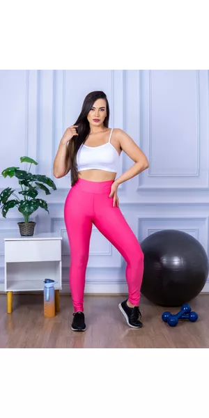 Calça Legging Fitness Suplex Rosa Pink - Moda LLevo | Moda Fitness