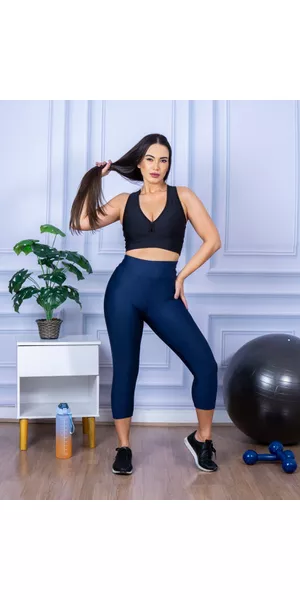 Calça Legging Suplex Corsário Azul Marinho - Moda LLevo | Moda Fitness