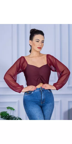 Cropped Suplex Manga Longa Bordo - Moda LLevo | Moda Fitness