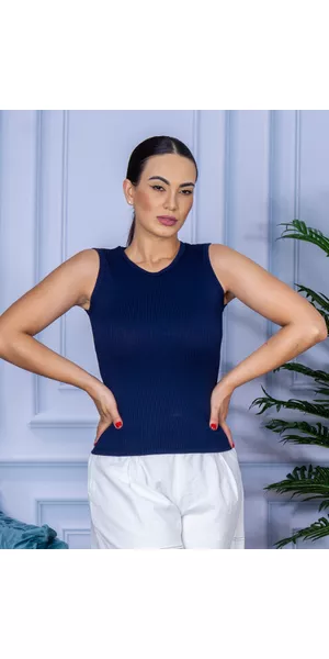 Regata Canelada Azul Marinho - Moda LLevo | Moda Fitness