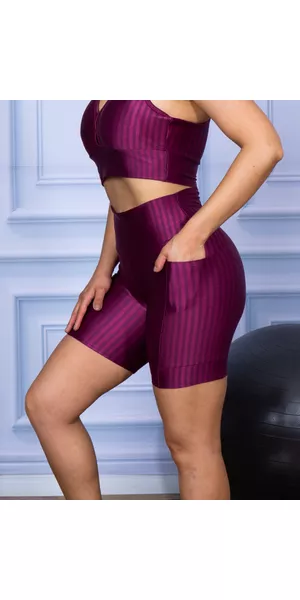 Short com Bolso Feminino de Academia Cirrê 3D Marsala - Moda LLevo | Moda Fitness