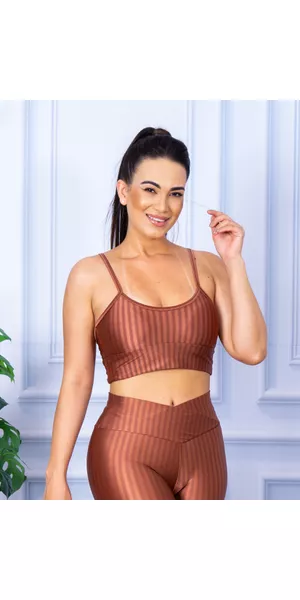Top Alcinha 3D com Bojo Removível Bronze - Moda LLevo | Moda Fitness