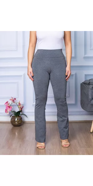 Calça Flare Feminina Boca De Sino Bailarina Cintura Alta Cinza - Moda LLevo | Moda Fitness