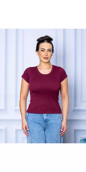 Camiseta Canelada Básica Bordo - Moda LLevo | Moda Fitness