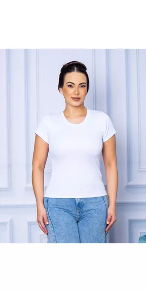 Camiseta Canelada Básica Branco - Moda LLevo | Moda Fitness