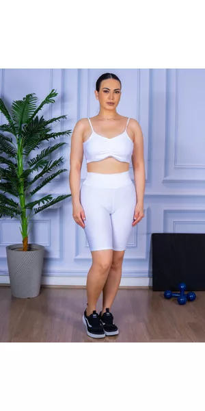 Conjunto Bermuda e Top Alça Costa Aberta Bordo Copia - Moda LLevo | Moda Fitness