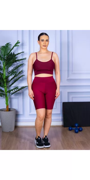 Conjunto Bermuda e Top Alça Bordo - Moda LLevo | Moda Fitness