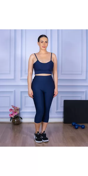 Conjunto Corsário e Top Alça Azul Marinho - Moda LLevo | Moda Fitness