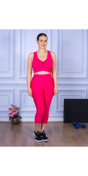 Conjunto Corsário e Top Nadador Suplex Rosa Pink - Moda LLevo | Moda Fitness