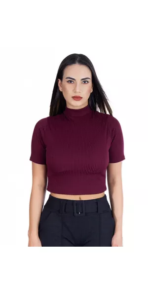 Cropped Gola Canelado Bordo - Moda LLevo | Moda Fitness
