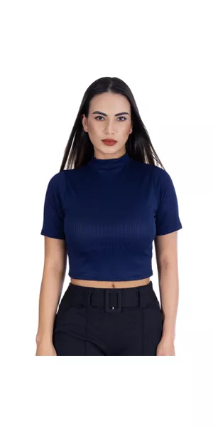 Cropped Gola Canelado Marinho - Moda LLevo | Moda Fitness