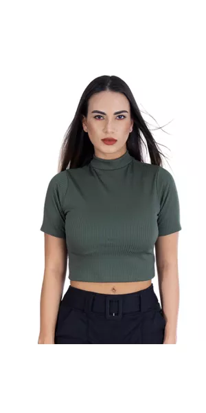 Cropped Gola Canelado Verde - Moda LLevo | Moda Fitness