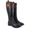 Bota Feminina em Couro Hipismo Montaria Cano Longo Preto