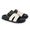 Papete Feminina Elisa Fivela Detalhe em H Sola Baixa Off White e Preto